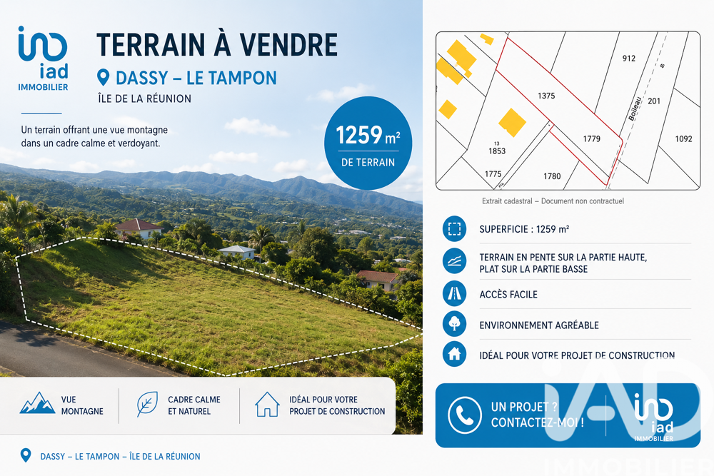 vente Terrain - 1259 m² Le Tampon (97430)