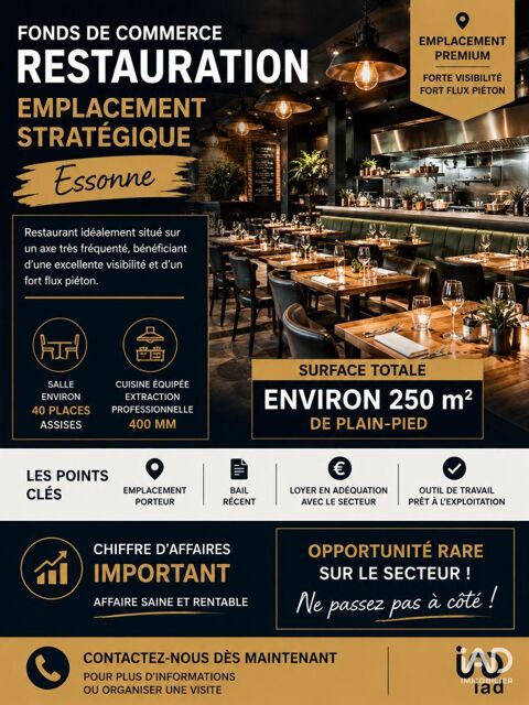 Vente Restaurant 250 m&sup2; 695000 91120 Palaiseau