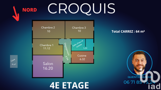  Appartement à vendre 4 pièces 64 m²