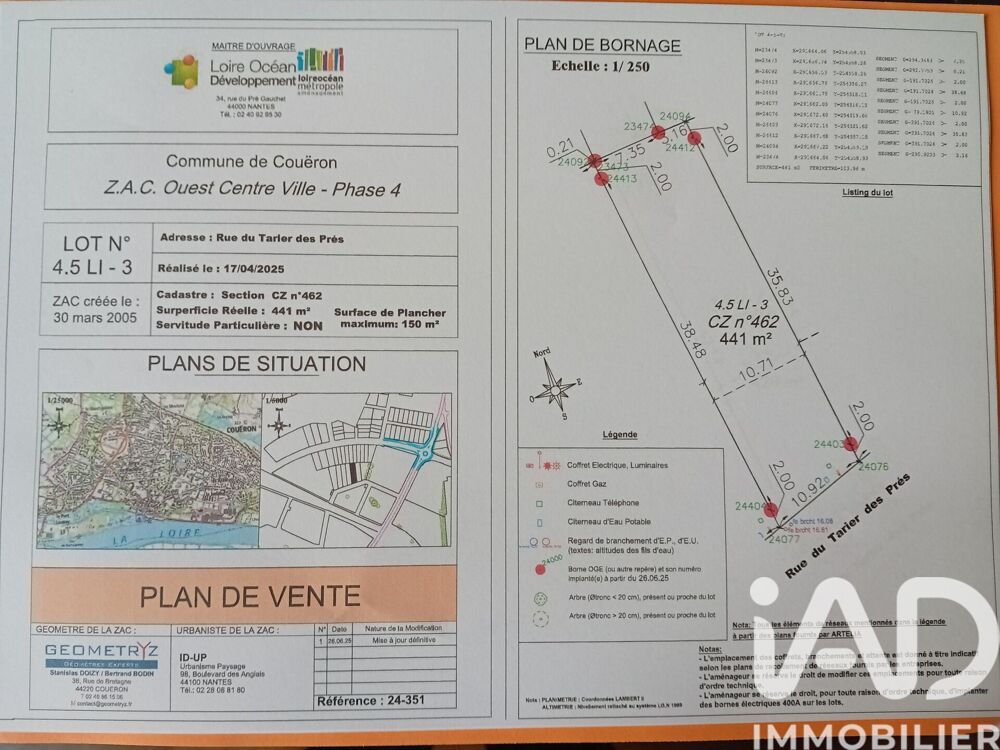 Vente Terrain Vente Terrain 441 m&sup2; Couëron