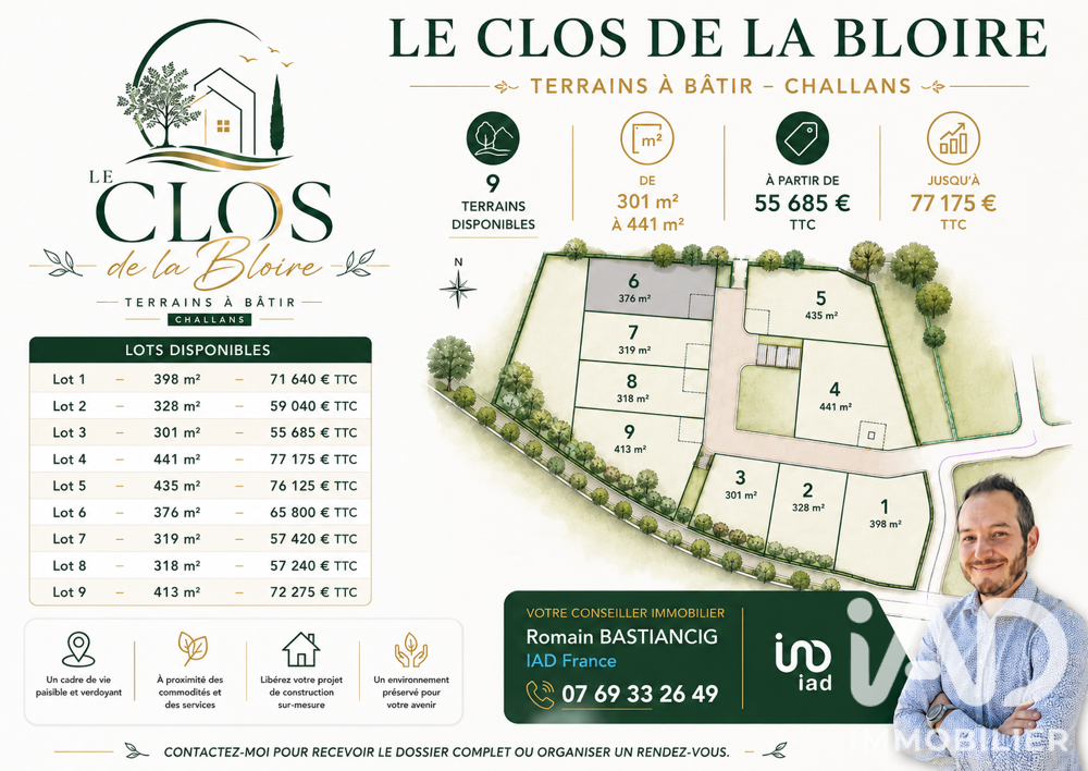 Vente Terrain Vente Terrain 376 m&sup2; Challans