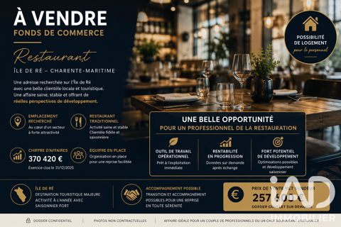 Vente Restaurant 80 m&sup2; 257600 17410 Saint-martin-de-ré