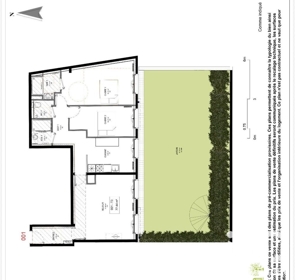 vente Appartement - 3 pièce(s) - 77 m² Montévrain (77144)