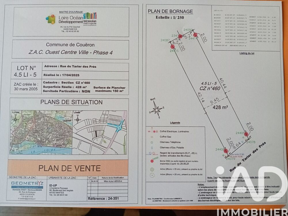 Vente Terrain Vente Terrain 428 m&sup2; Couëron