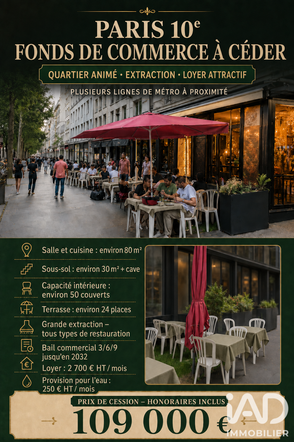   Vente Restaurant 80 m&sup2; 