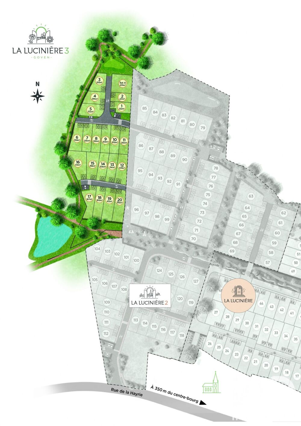 Vente Terrain Vente Terrain à bâtir 305 m&sup2; Goven