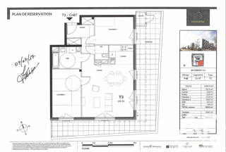  Appartement � vendre 3 pi�ces 69 m�