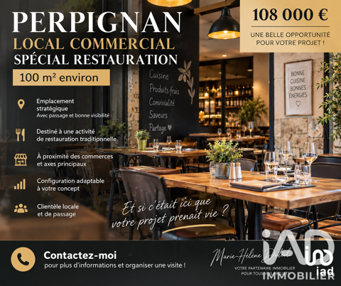 Vente Restaurant 100 m&sup2; 108000 66000 Perpignan