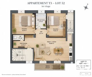  Appartement à vendre 3 pièces 79 m²