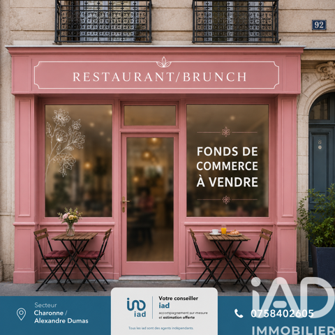 Vente Restaurant 47 m&sup2; 100800 75011 Paris