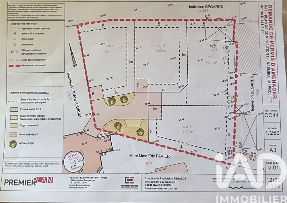 Vente Terrain Vente Terrain 552 m&sup2; Saubrigues