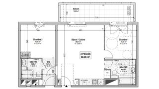  Appartement à vendre 3 pièces 68 m²