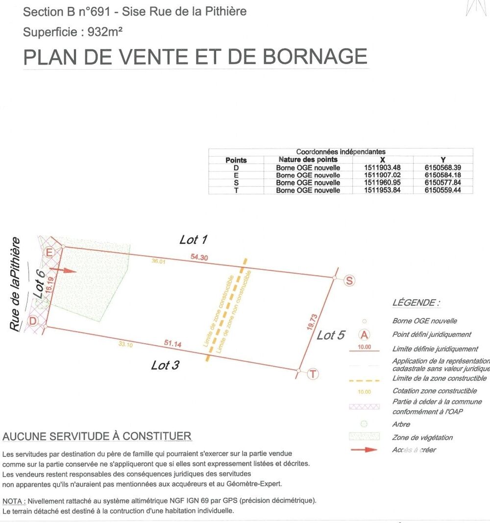 Vente Terrain Vente Terrain à bâtir 932 m&sup2; Tercé