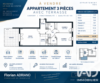  Appartement à vendre 3 pièces 63 m²