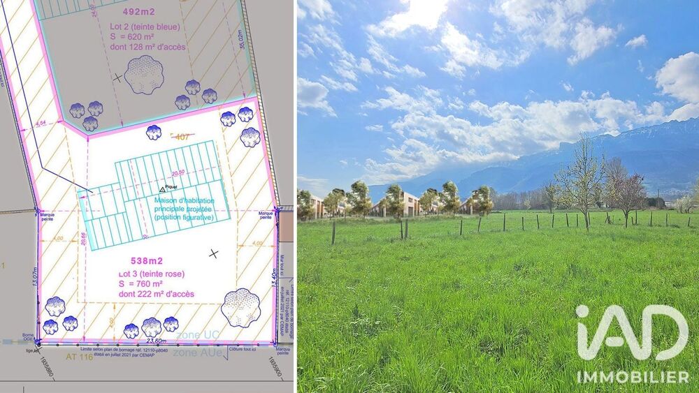 Vente Terrain Vente Terrain à bâtir 760 m&sup2; Pontcharra