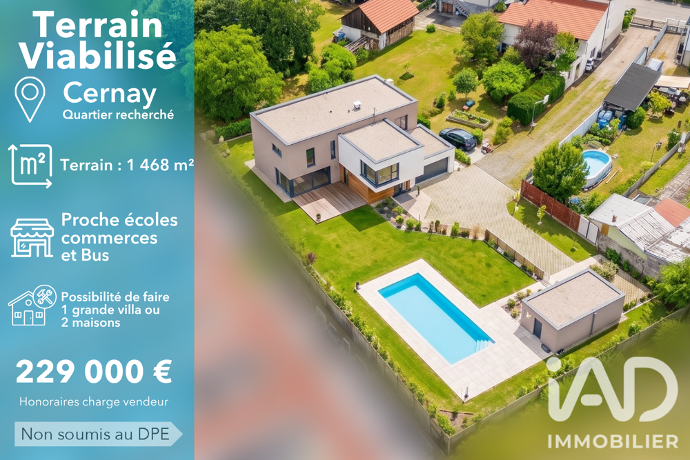 Vente Terrain Vente Terrain à bâtir 1 468 m&sup2; Cernay
