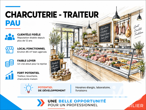 Vente Boucherie, Charcuterie 85 m&sup2; 89600 64000 Pau