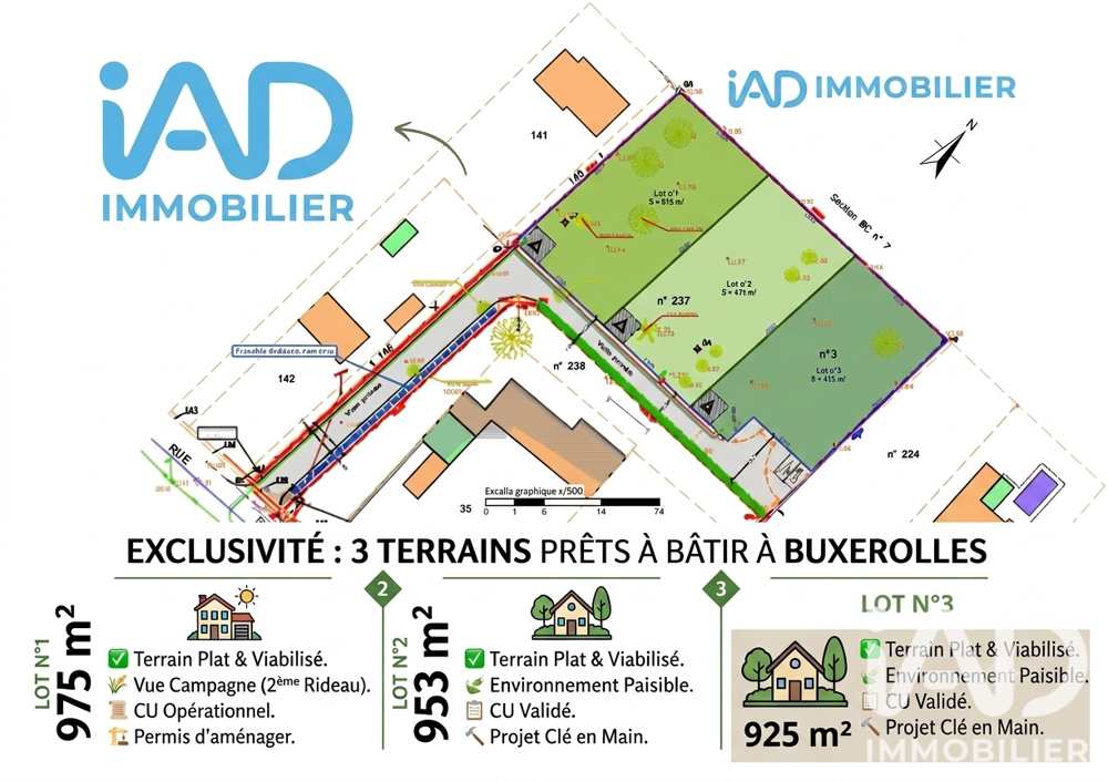 Vente Terrain Vente Terrain 925 m&sup2; Buxerolles