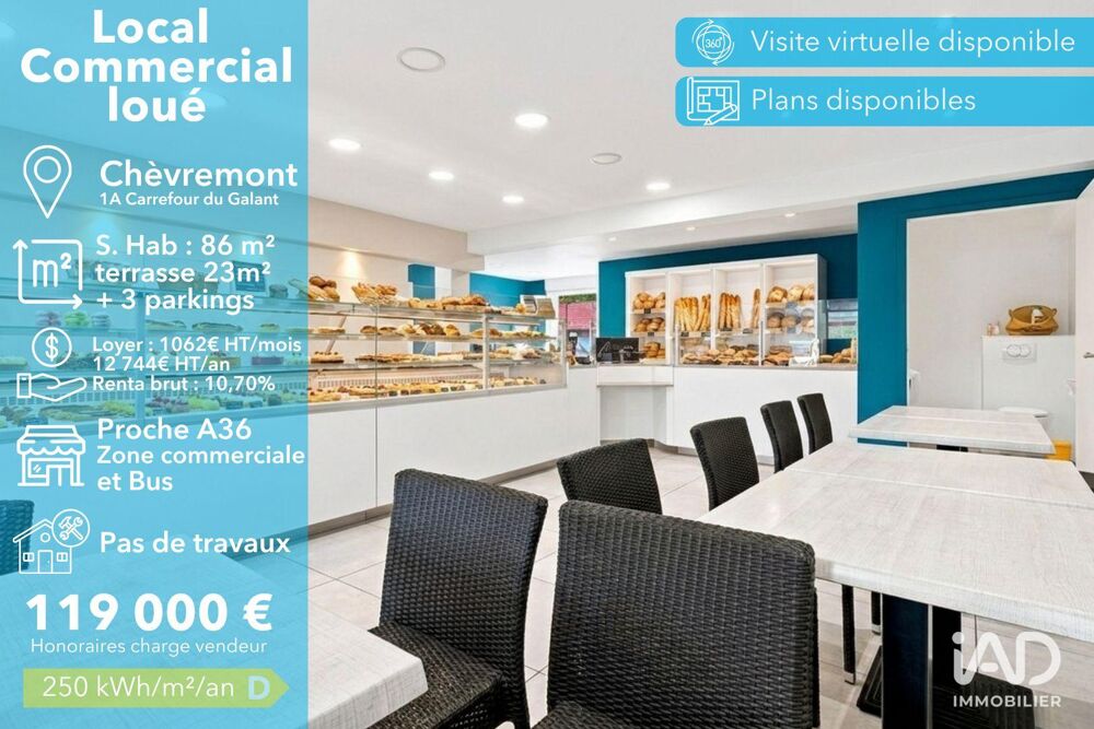   Vente Boutique/Local commercial 86 m&sup2; 