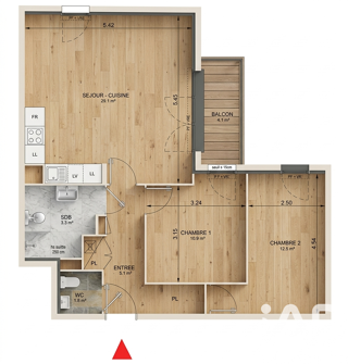  Appartement à louer 3 pièces 67 m²