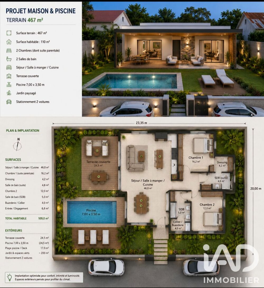 Vente Terrain Vente Surface diverse 467 m&sup2; Saint-joseph