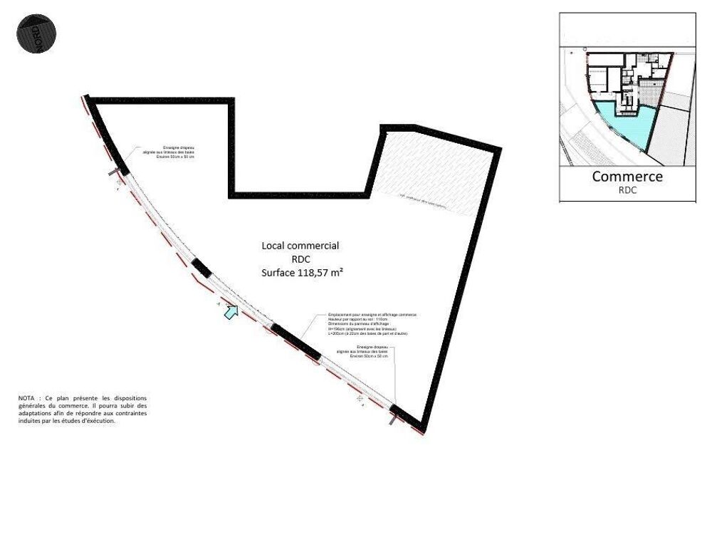   Vente Murs commerciaux 183 m&sup2; 