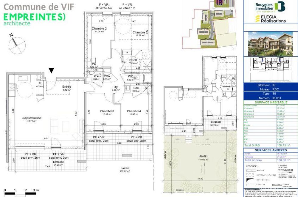 vente Appartement - 5 pièce(s) - 108 m² Vif (38450)