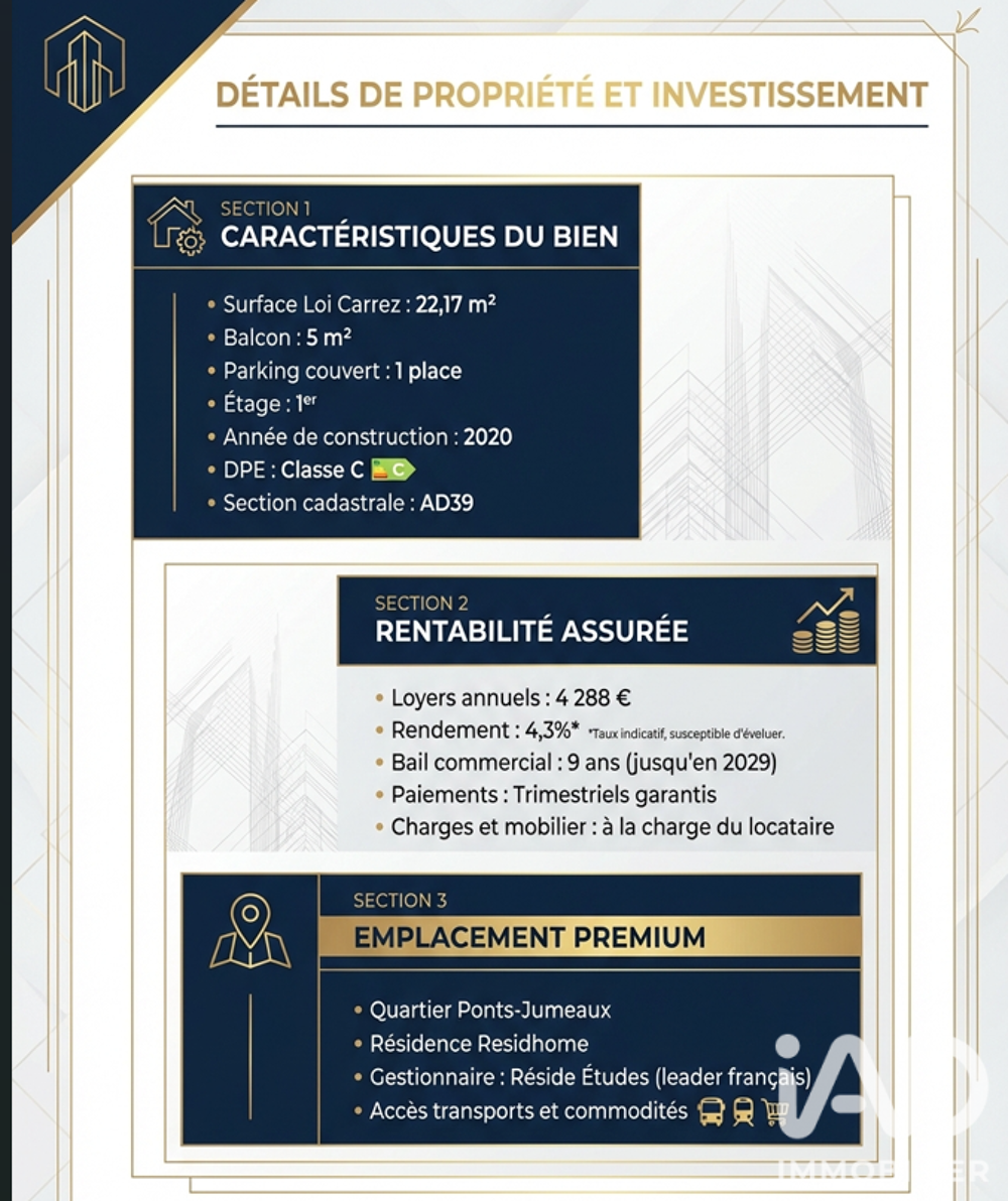 Vente Appartement 1 pièce