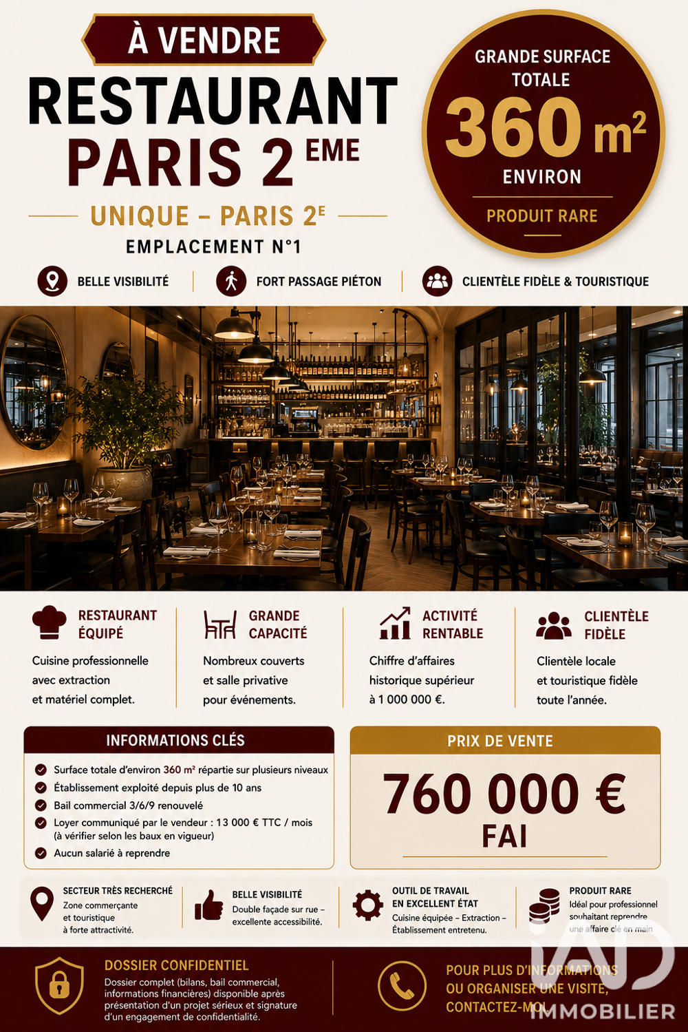   Vente Restaurant 360 m&sup2; 