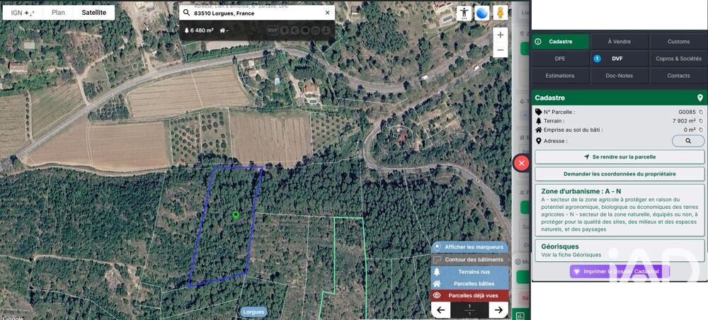 Vente Terrain Vente Terrain agricole 7 902 m&sup2; Lorgues
