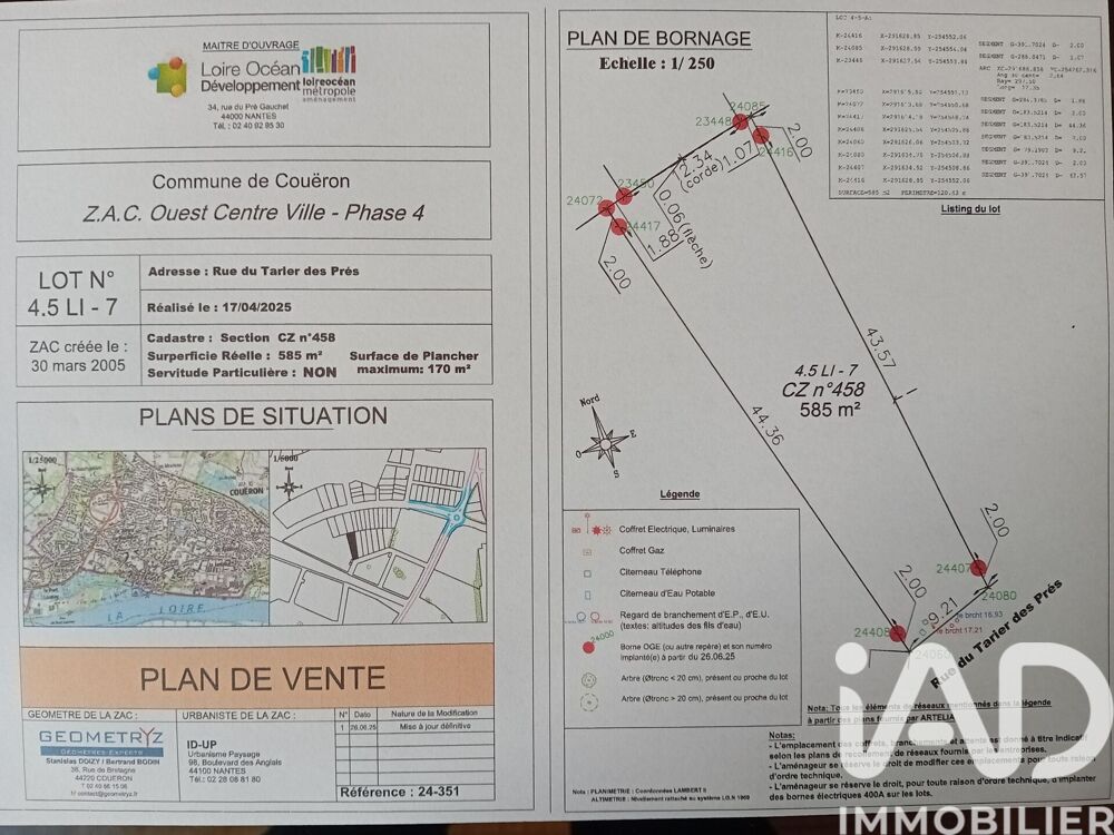 Vente Terrain Vente Terrain 585 m&sup2; Couëron