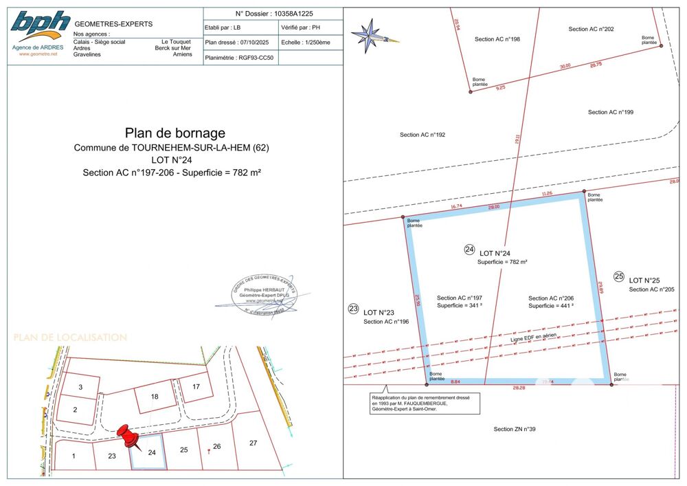 Vente Terrain Vente Terrain à bâtir 782 m&sup2; Tournehem-sur-la-hem