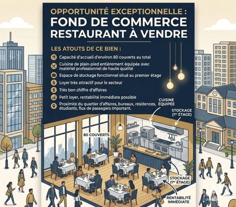 Vente Restaurant 90 m&sup2; 165000 92000 Nanterre