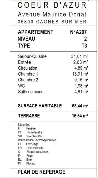  Appartement à vendre 3 pièces 68 m²