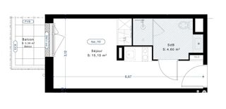  Appartement à vendre 1 pièce 19 m²
