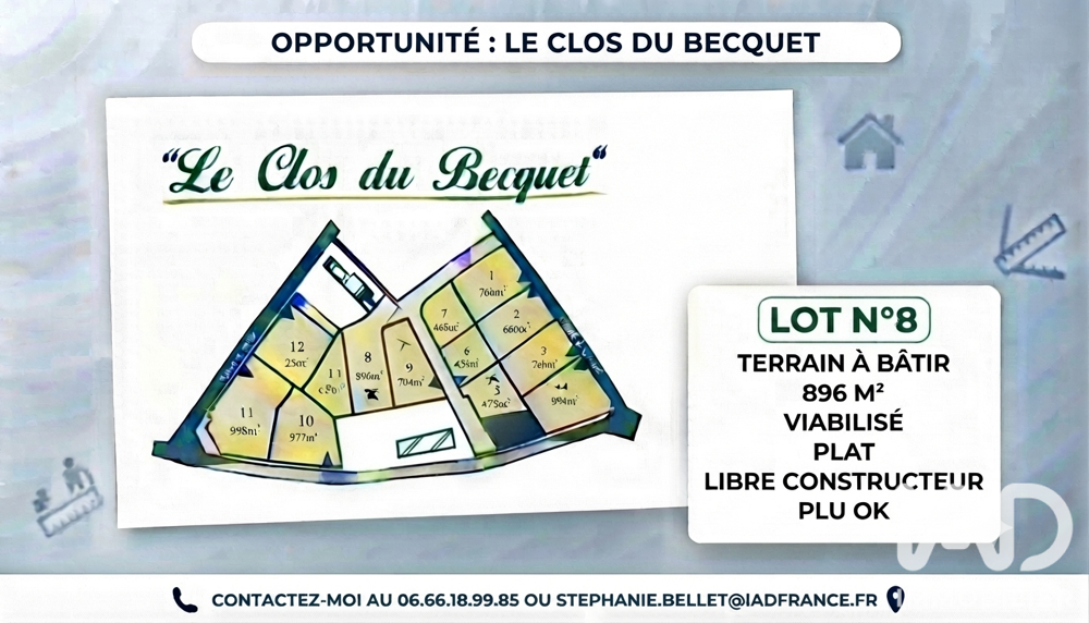 Vente Terrain Vente Terrain à bâtir 896 m&sup2; Terres-de-caux