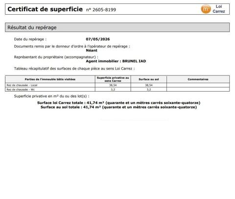   Location Local d'activités 41 m&sup2; 