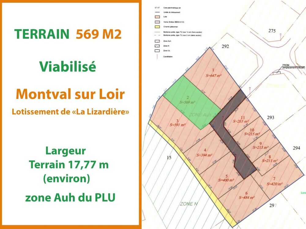Vente Terrain Vente Terrain 569 m&sup2; Montval-sur-loir