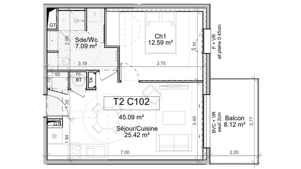 Vente Appartement 2 pièces