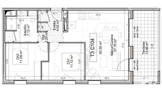  Appartement à vendre 3 pièces 63 m²