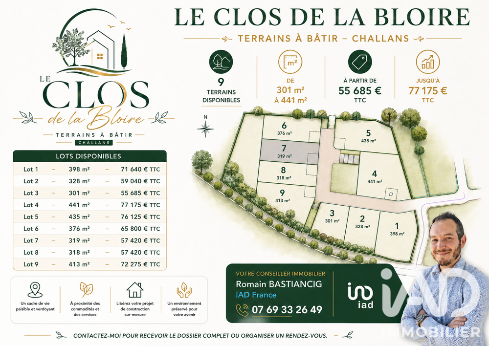 Vente Terrain Vente Terrain à bâtir 319 m&sup2; Challans