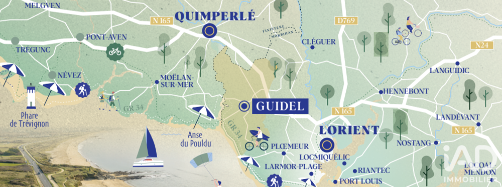 Vente Terrain Vente Terrain à bâtir 392 m&sup2; Guidel