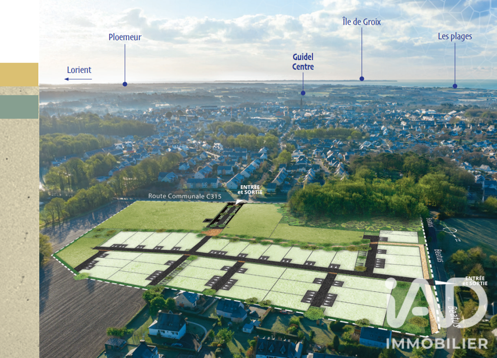 Vente Terrain Vente Terrain à bâtir 392 m&sup2; Guidel