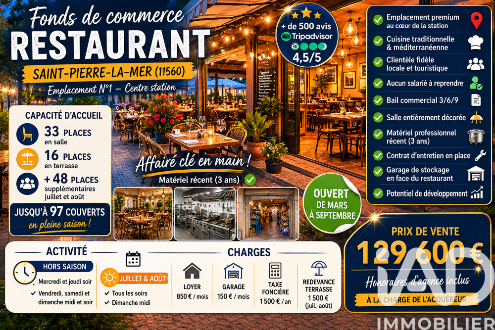   Vente Restaurant 80 m&sup2; 