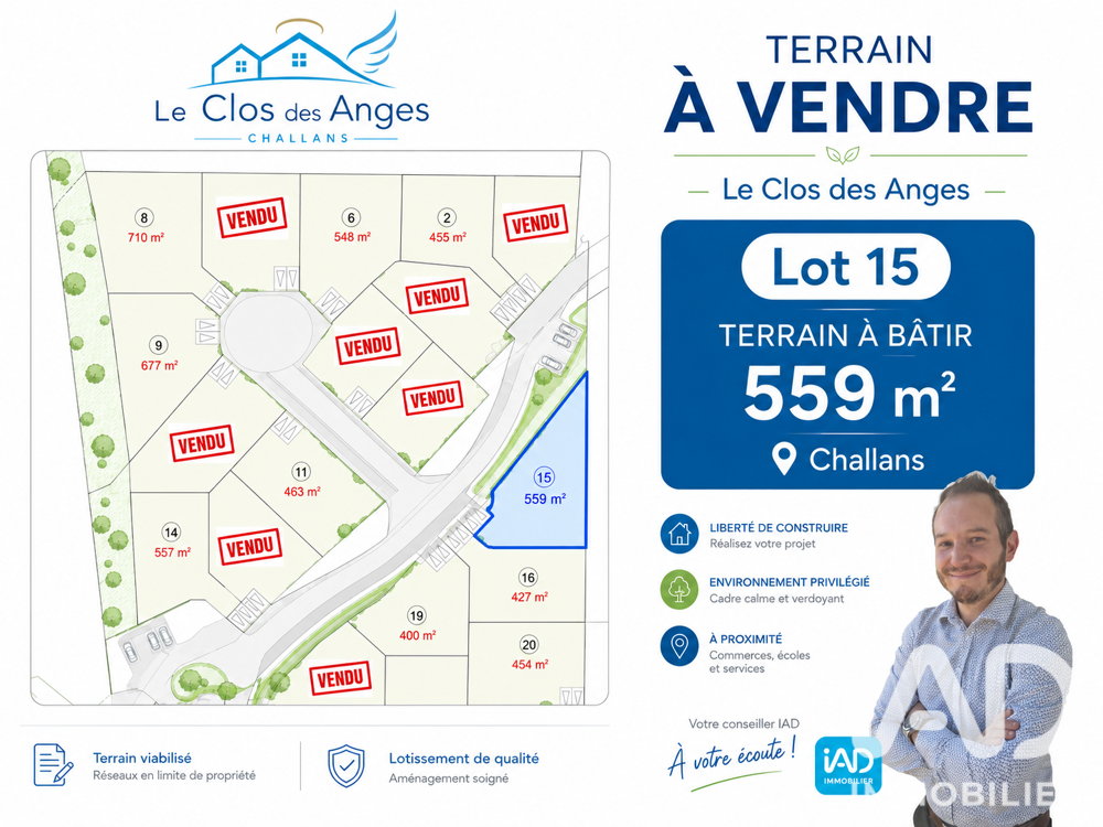 Vente Terrain Vente Terrain à bâtir 559 m&sup2; Challans