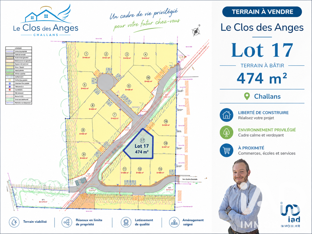 Vente Terrain Vente Terrain à bâtir 474 m&sup2; Challans