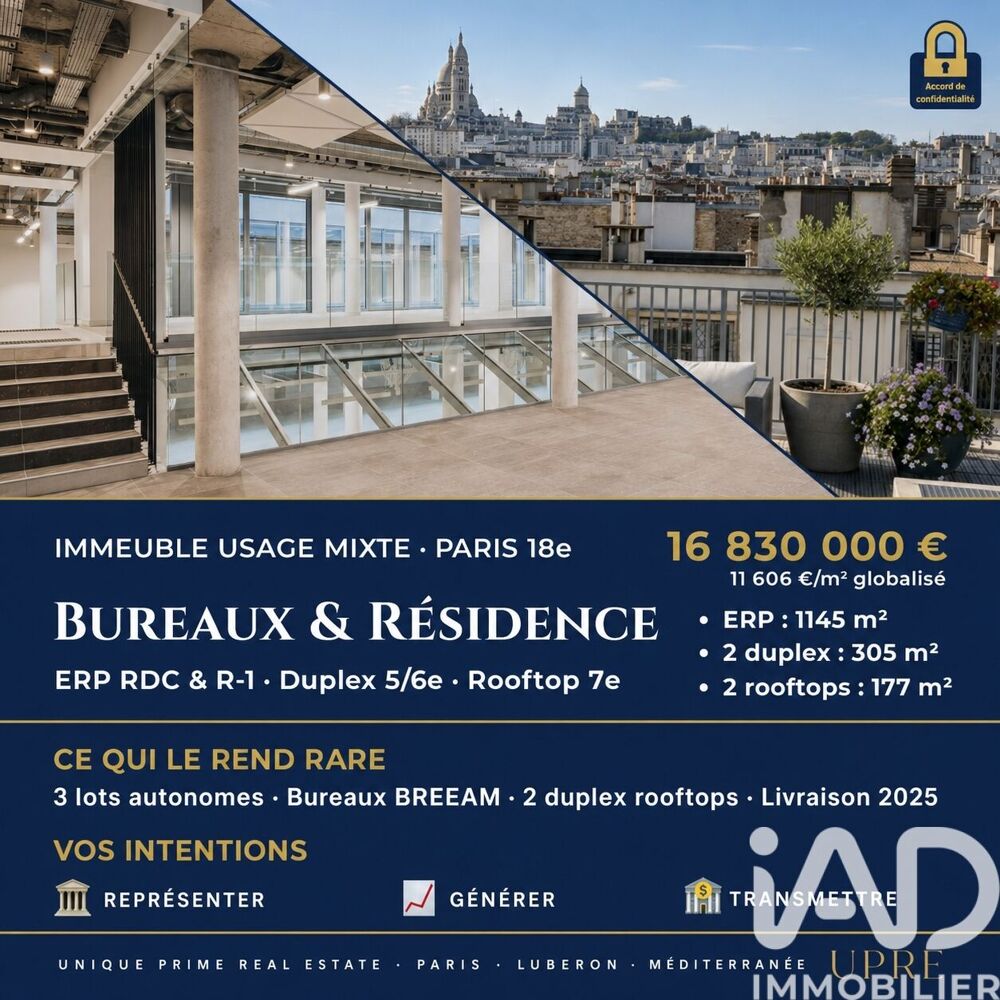 Vente Immeuble Vente Immeuble 2 450 m&sup2; Paris 18