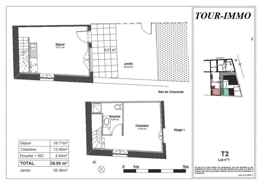 Location Appartement T2 Duplex avec jardin Lentilly