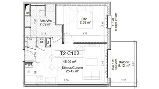  Appartement à vendre 2 pièces 45 m²