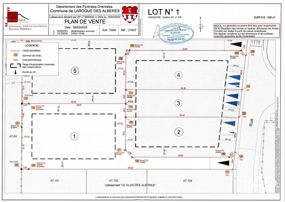 Vente Terrain Vente Terrain 698 m&sup2; Laroque-des-albères